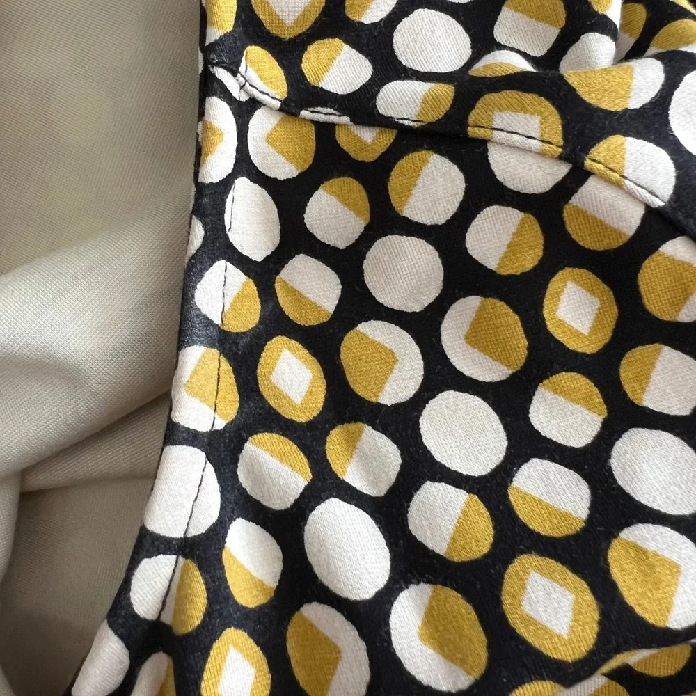 Free People Swing Dress Medium Gold‎ Black Polka Dot Geometric Sleeveless Mini